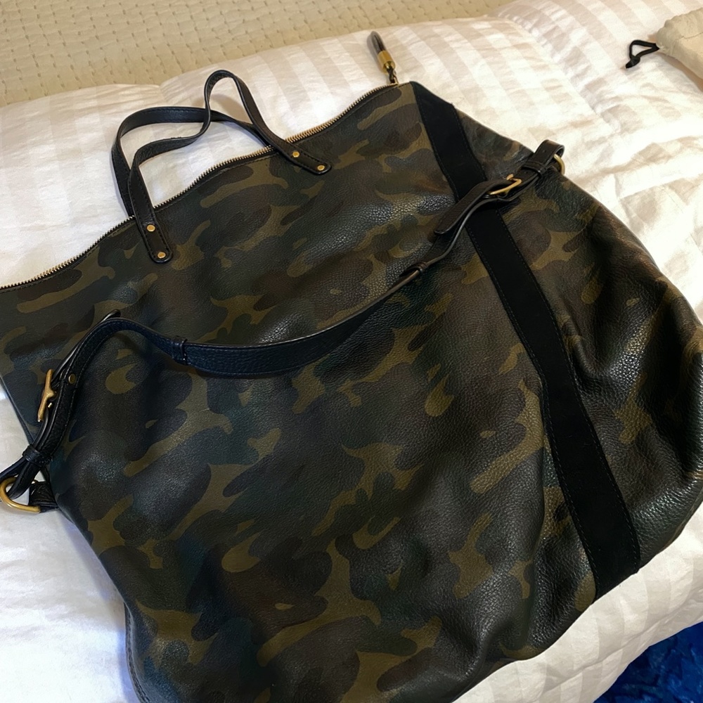 Kempton & Co Camo Leather Foldover Tote